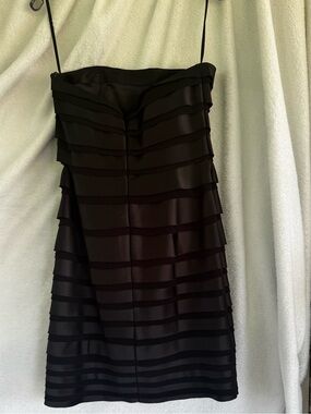 White House Black Market Black Strapless Tiered Ruffle Dress